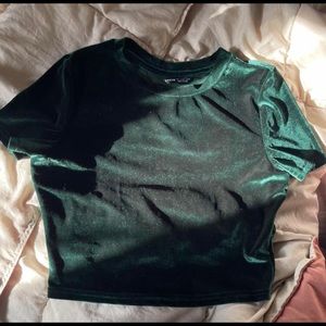 SHEin green velvet crop top
